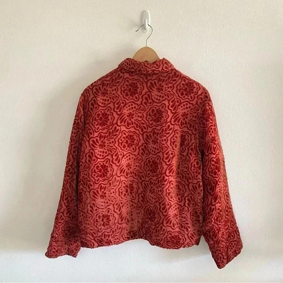 MFA Boston Museum of Fine Arts  Coral Burnout Velvet  Silk Women’s Jacket - Picture 5 of 7